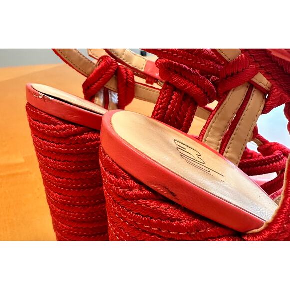 CAbi 6012 Tiptoe Red Hibiscus Strappy  Espadrille Rope Heeled Sandal Sz 7.5 - Picture 8 of 15
